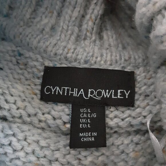 Cynthia Rowley Women's L Light Blue Cowl Neck Wool Blend Kangaroo Pocket… - Picture 4 of 12